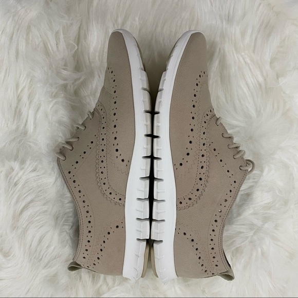 Cole Haan “Zerogrand” Wingtip Oxford Sneakers, Beige and White, Size 6.5 - Picture 2 of 8